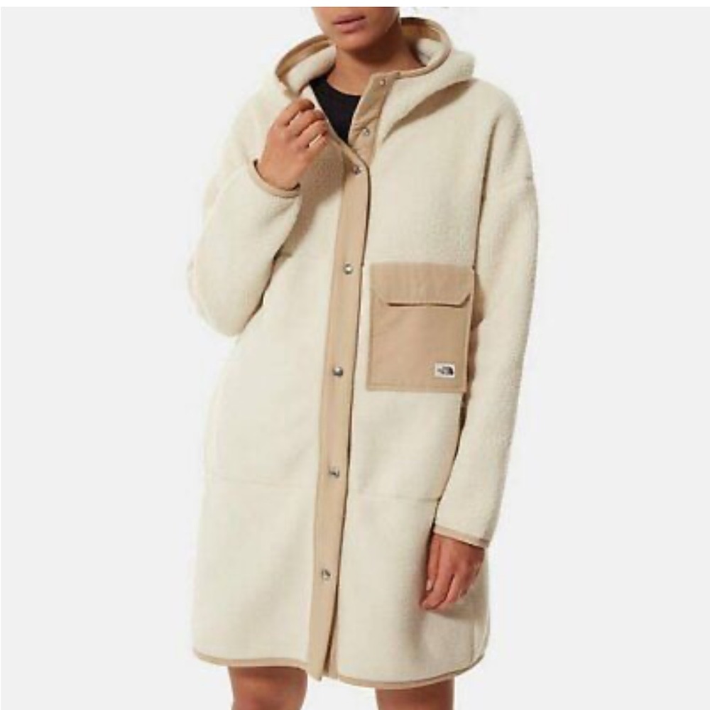 The North Face Ladies Cragmont Mashup Hoody Fleece Jacket Parka White